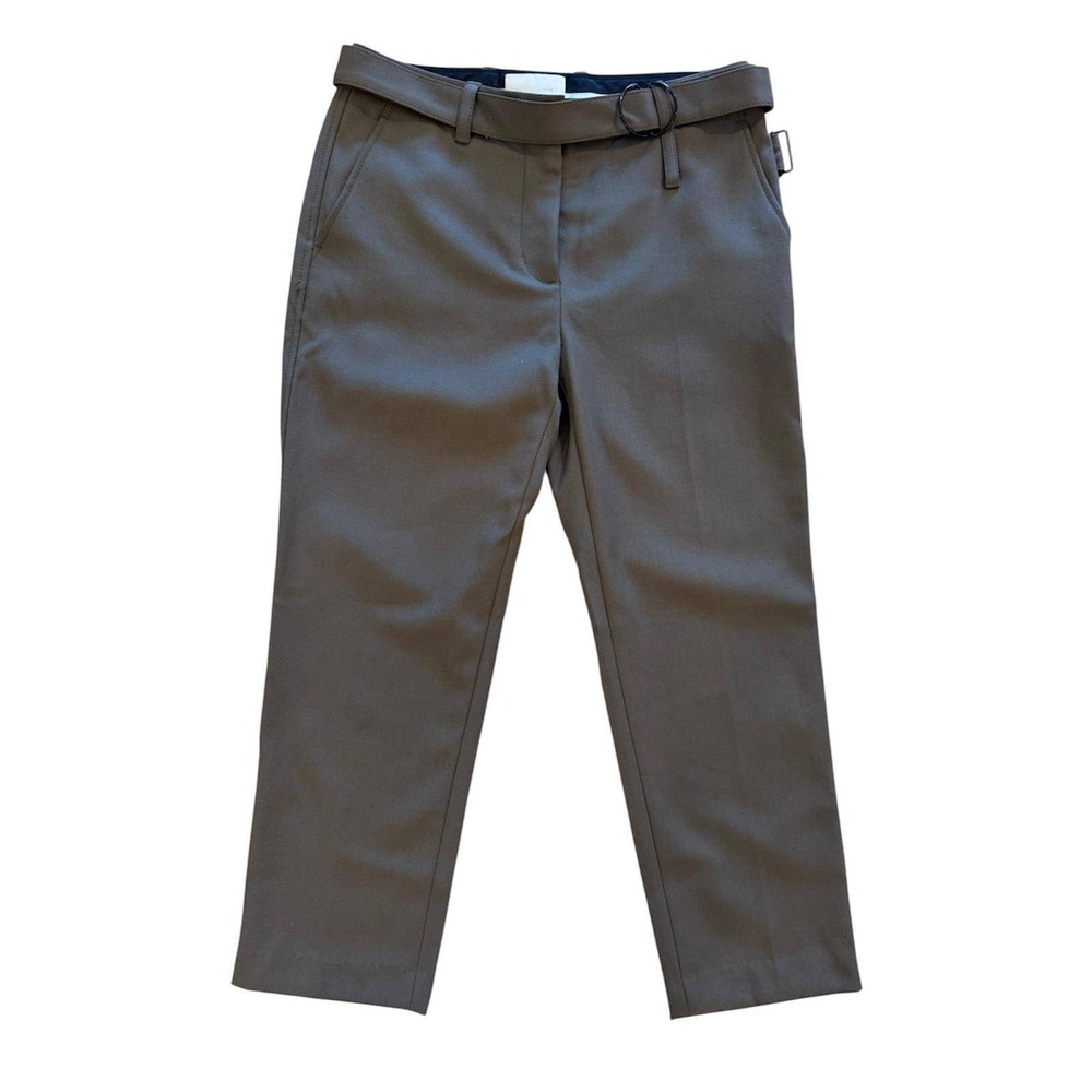 3.1 Phillip Lim Womens 100%‎ Wool D-Ring Belted Trousers Olive Khaki Size 2
